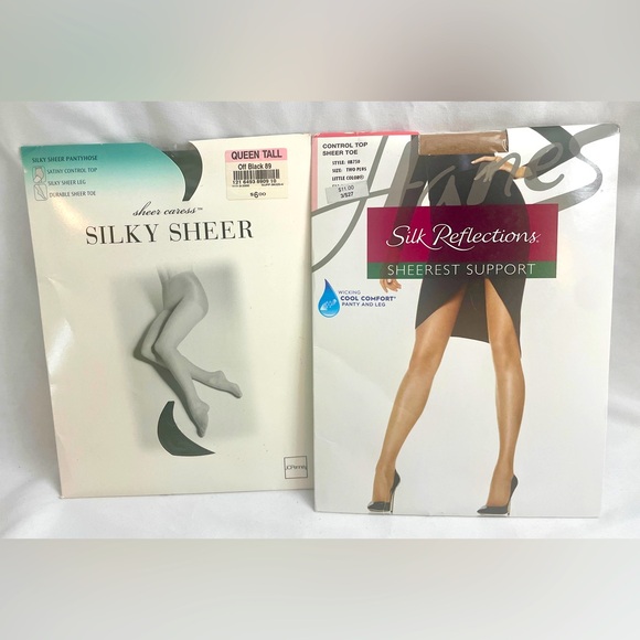 Pantyhose Sheer Caress Hanes Two Plus Queen Tall Off Black Little Color SEALED - Picture 1 of 4